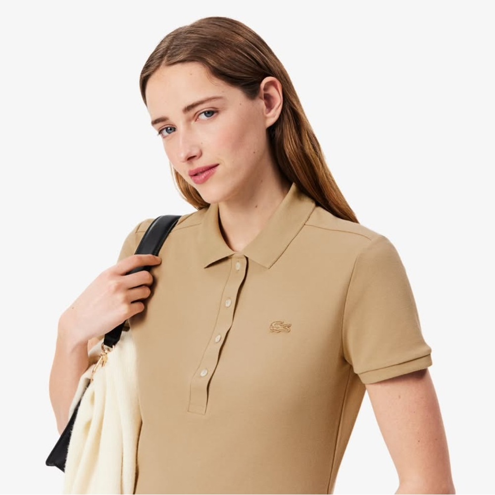 Lacoste Women's Beige Button Down Shirt